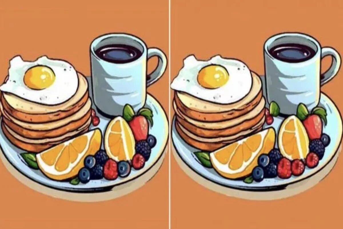 Проверь свой ум: найдите три отличия на завтрак