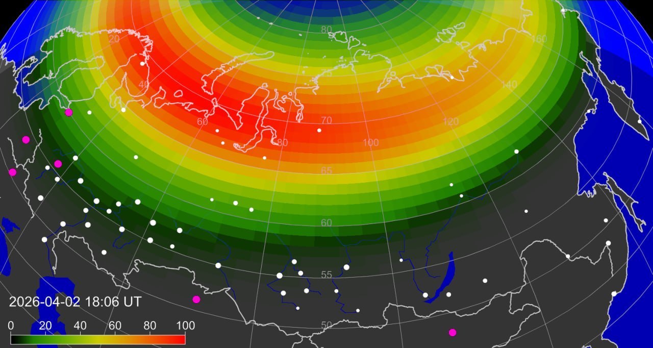 Северное сияние сегодня можно будет увидеть в северных и северо-западных регионах России, сообщили в ИКИ РАН