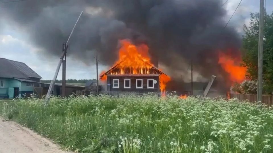 деревне Морщихинская в минувшие выходные произошёл серьёзный пожар