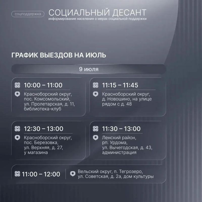 Александр Цыбульский: В июле мобильные бригады «Социального десанта» совершат 14 выездов в муниципалитеты Архангельской области Александр Цыбульский: В июле мобильные бригады «Социального десанта» совершат 14 выездов в муниципалитеты Архангельской области