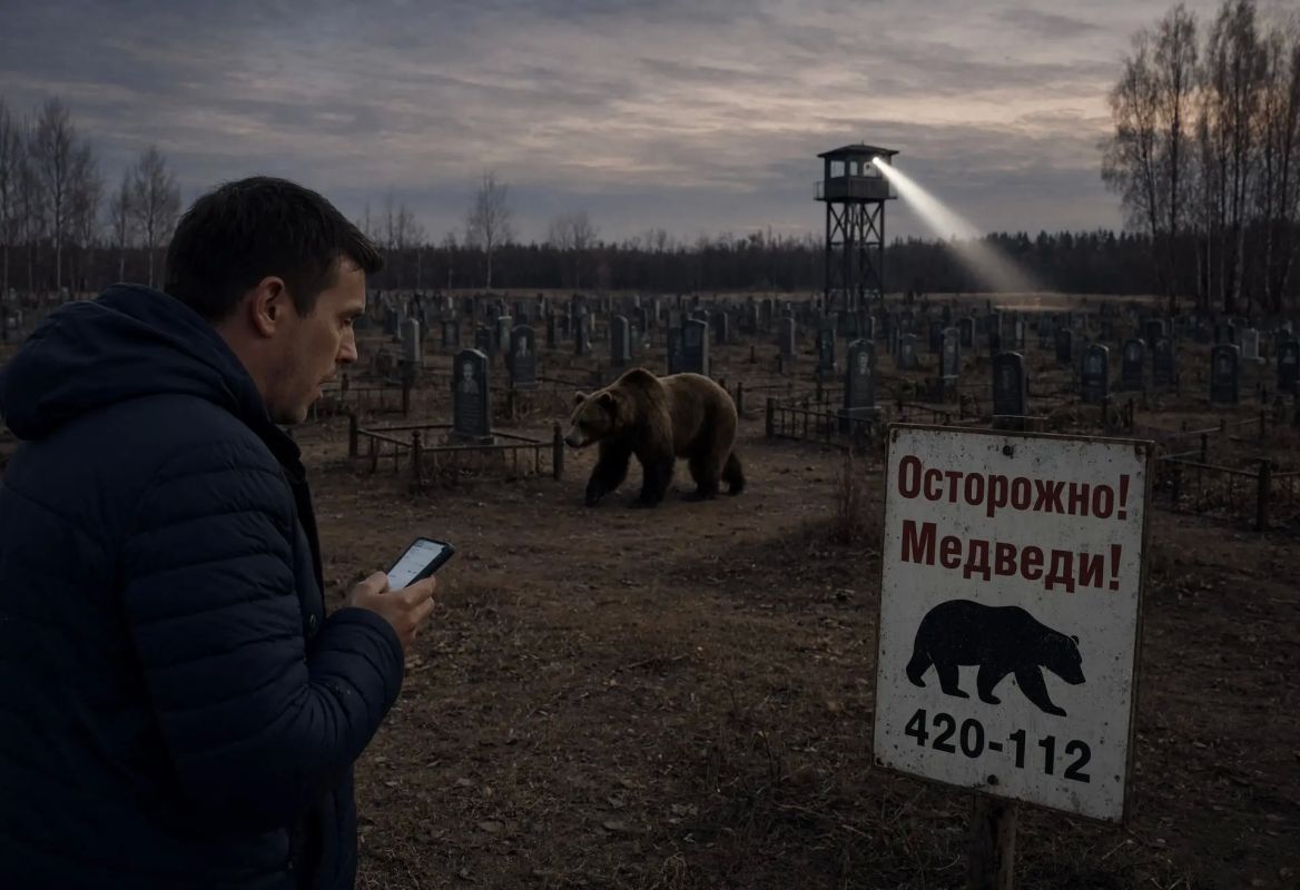 Чтобы выследить медведя-«копателя могил» на кладбище «Южная Маймакса» установили вышку для охотинспекторов